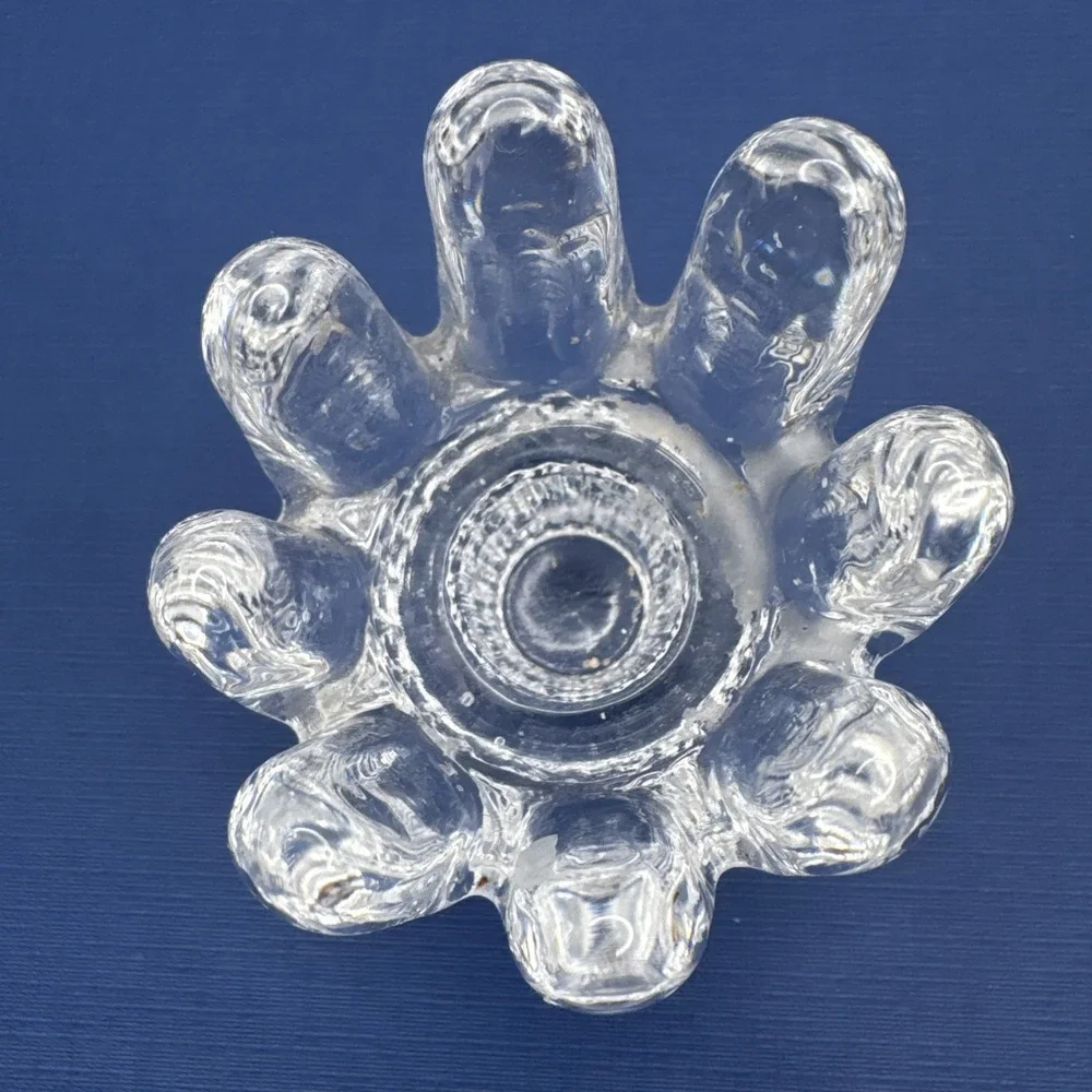 Vintage Kosta Boda Taper Candle Holder Sunflower Glass MCM‎ Scandi Goran Warff